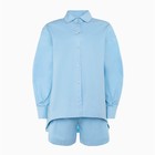 Костюм женский (рубашка, шорты) MINAKU: Oversize цвет голубой, размер 48 - Фото 8