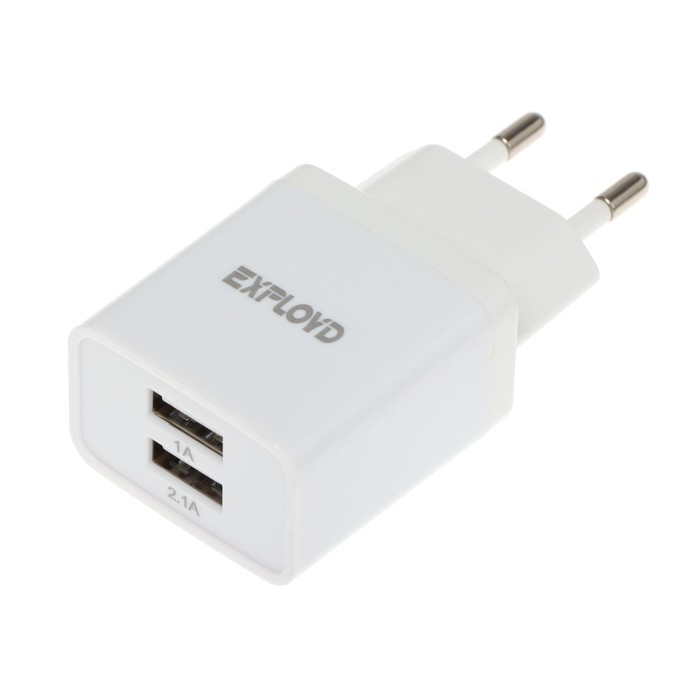 Сетевое зарядное устройство Exployd EX-Z-611, 2 USB, 3.1 А, белое - Фото 1
