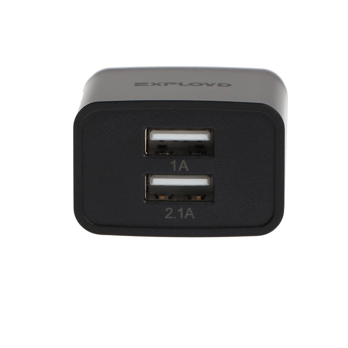 Сетевое зарядное устройство Exployd EX-Z-610, 2 USB, 3.1 А, черное - фото 51458385