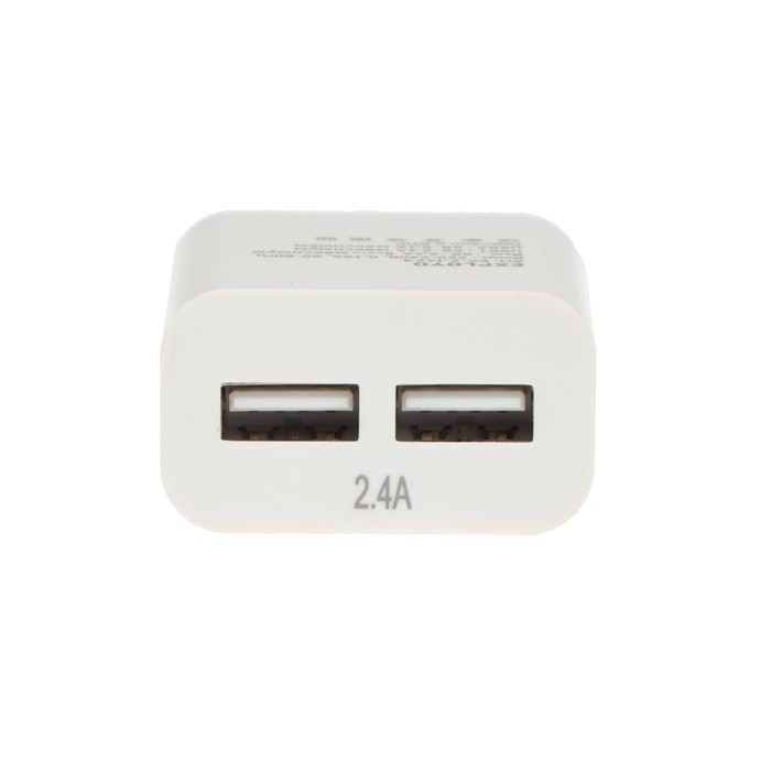 Сетевое зарядное устройство Exployd EX-Z-1423, 2 USB, 2.4 А, кабель microUSB, 1 м, белое - фото 51458426