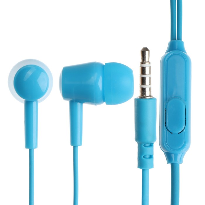 Наушники Exployd EX-HP-1369, вакуумные, микрофон, 102 дБ, 32 Ом, 3.5 мм, 1.2 м, голубые - Фото 1