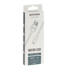 Кабель Exployd EX-K-1390, microUSB - USB, 2.4 А, 2 м, силиконовая оплетка, белый - Фото 4