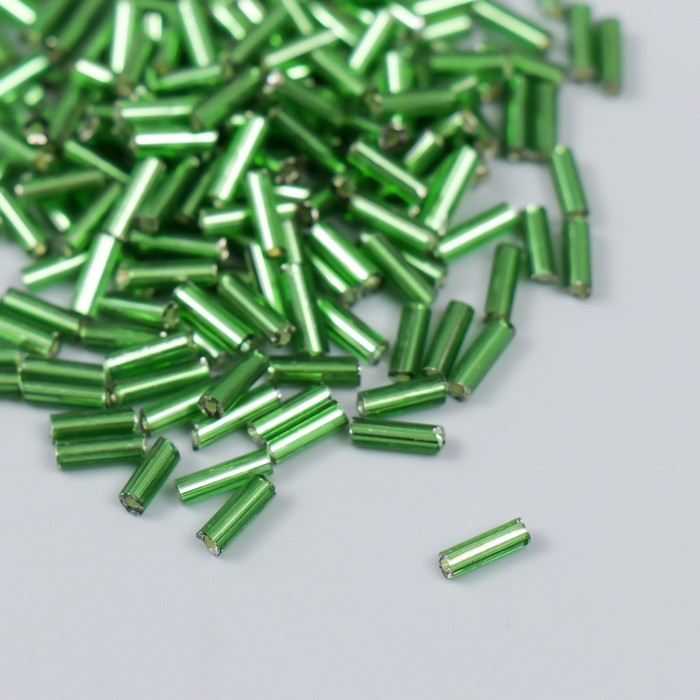 Бисер "Zlatka" стеклярус 10 г, размер 3", 6 мм, №0027 зеленый 93"78549 - Фото 1