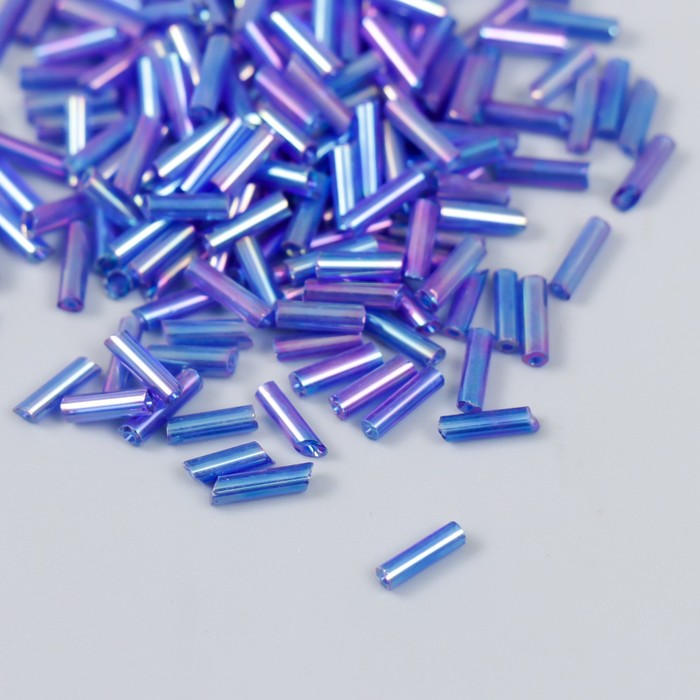 Бисер "Zlatka" стеклярус 10 г, размер 3", 6 мм, №0168 т.синий 93"78559 - Фото 1