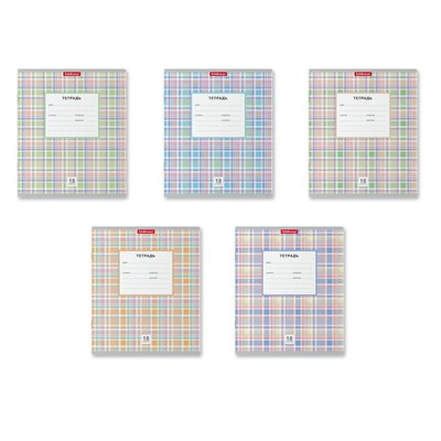 Тетрадь 18 листов в клетку ErichKrause Optima «Новая шотландка», обложка мелованный картон, блок офсет, белизна 100%, МИКС