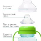 Поильник - непроливайка детский с мягким носиком, 270 мл., с ручками, зеленый - Фото 2