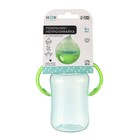 Поильник - непроливайка детский с мягким носиком, 270 мл., с ручками, зеленый - Фото 4