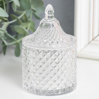 Шкатулка для украшений «Ромбы и купол», стекло прозрачная, 6.2×6.2×10 см