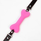 Кляп БДСМ «Косточка», 15×2.5 см, силикон, кожа, розовая - Фото 3