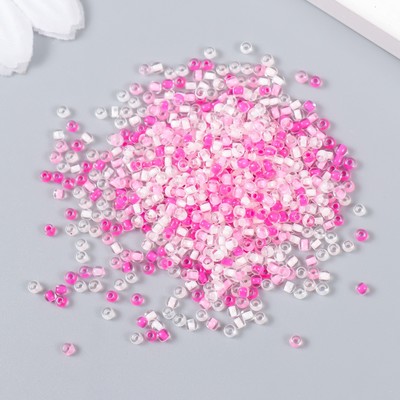 Бисер стекло 12/0 «Прозрачный. Цветная серединка. Розовый», 10 г