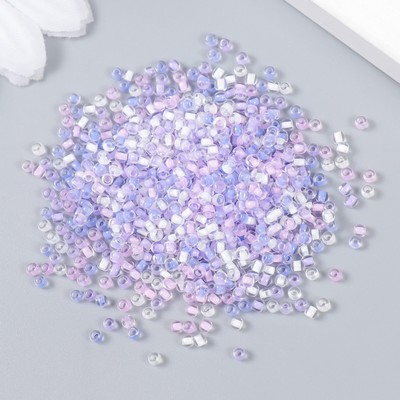 Бисер стекло 12/0 «Прозрачный. Цветная серединка. Сиреневый», 10 г