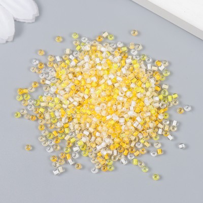 Бисер стекло 12/0 «Прозрачный. Цветная серединка. Жёлтый», 10 г