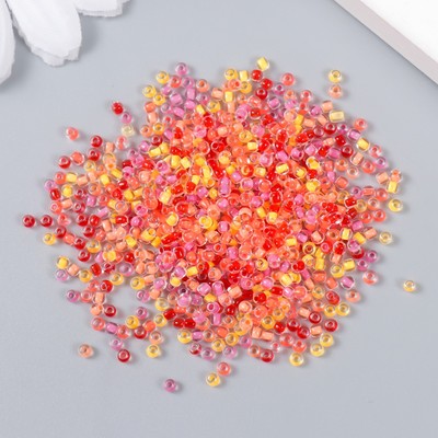 Бисер стекло 12/0 «Прозрачный. Цветная серединка. Красный», 10 г