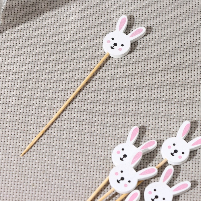 Шпажки Доляна «Пасхальные зайчики», h=12 см, набор 25 шт. - Фото 1