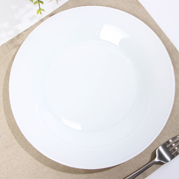 Тарелка плоская «Зефир», d=25 см, цвет белый