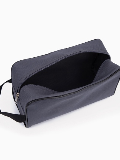 Косметичка на молнии мужская, с ручкой, серая