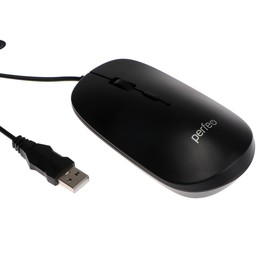 Мышь Perfeo "WAIST", проводная, оптическая, 1600 dpi, USB, чёрная