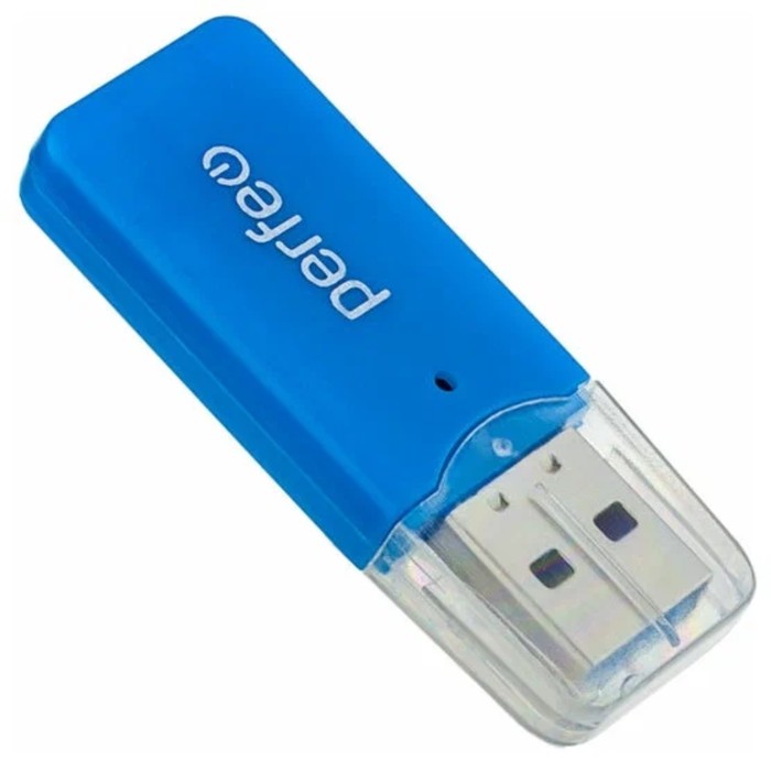 Кард-ридер Perfeo PF-VI-R022, USB/Micro SD, синий - Фото 1