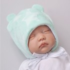 Шапочка на завязках с ушками детская KinDerLITTO «Новые звёздочки», возраст 3-6 мес., цвет мятный - Фото 2