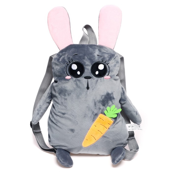 Мягкая игрушка-рюкзак «Зайка», цвет серый - Фото 1