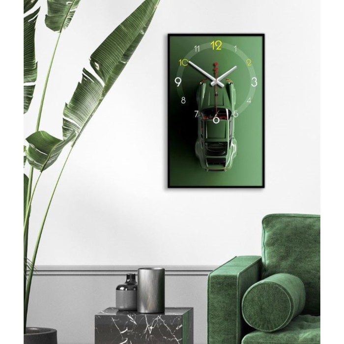 Часы-картина настенные, интерьерные "Машина", плавный ход, 1АА, 57 х 35 х 4 см - фото 1886988092