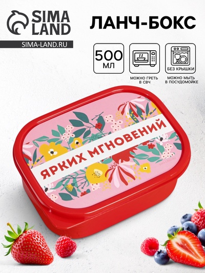 Ланч - бокс прямоугольный «Ярких мгновений», 500 мл
