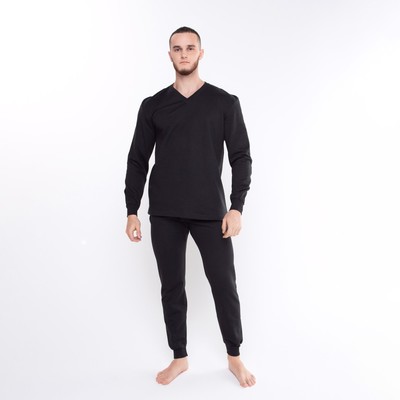 Термобельё мужское НАЧЁС (лонгслив/кальсоны), размер 46, чёрное