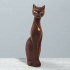 Копилка "Кошка Мурка", коричневая, покрытие флок, керамика, 28 см - Фото 1