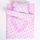 Кукольное постельное с рюшей"Розочки"простынь 46*36,одеяло,46*36,подушка 23*17 - фото 24216163