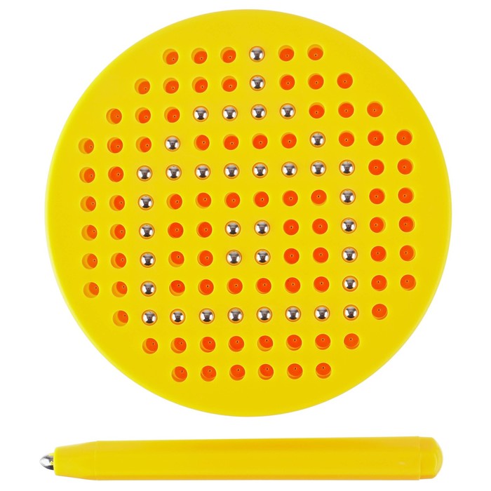Планшет обучающий «Магнитное рисование: Лео и Тиг», 120 отверстий, цвет жёлтый - фото 1909050697