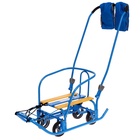 Санки детские с колёсами «Ветерок 7 универсал», с ручкой, с рукавичками, голубые - Фото 2