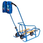 Санки детские с колёсами «Ветерок 7 универсал», с ручкой, с рукавичками, голубые - Фото 6