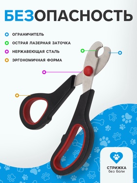 Ножницы-когтерезы средние с упором для пальца, 13.5×6.5×0.8 см, эконом, МИКС