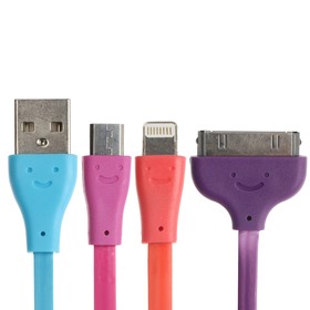 

Кабель 3 в 1 OXION, microUSB/Lightning/iPhone 30-pin - USB, 1 А, 0.2 м, разноцветный