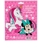 Канцелярский набор "Единорог", блокнот А6, ручка, наклейки, Минни Маус - фото 25397191