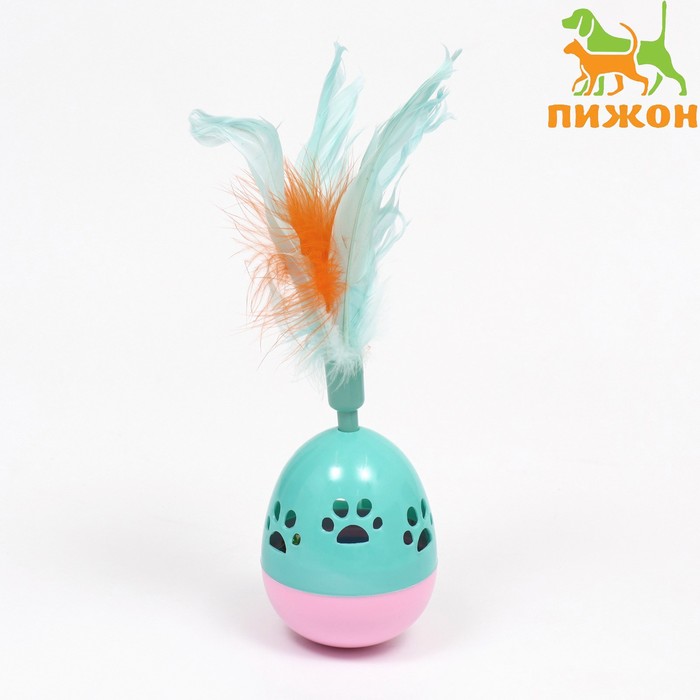 Игрушка-неваляшка «Перьевой фонтан» для кошек, 20 см, микс цветов - Фото 1