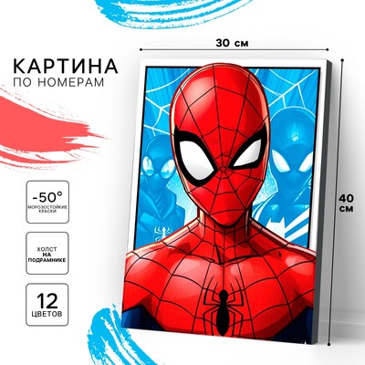 Картина по номерам на подрамнике 30х40 см, Человек-паук