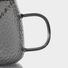 Кружка Magistro «Диамант», 450 мл, с крышкой и ложкой, стекло, серая - Фото 4