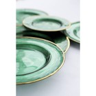 Тарелка стеклянная десертная «Эмеральд», d=21,5 см, цвет зелёный с золотой отводкой - Фото 8