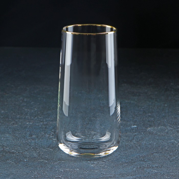 Стакан «Генуя», 500 мл, стекло, с золотой отводкой, прозрачный - Фото 1