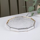 Поднос Fairyshine, 24×3 см, с золотой отводкой, стекло, прозрачный - Фото 2