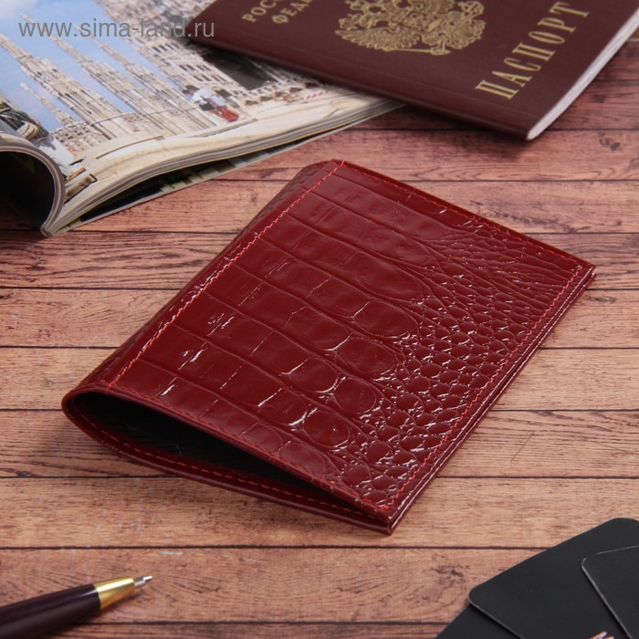 Обложка на паспорта, красный кайман - Фото 1