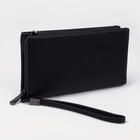 Клатч на молнии, наружный карман, ремешок на запястье, цвет чёрный - фото 1851590