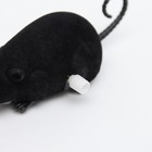 Мышь заводная бархатная, 12 см, чёрная - фото 6764608