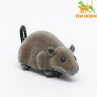 Мышь заводная бархатная, 12 см, серая - фото 320670114