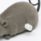 Мышь заводная бархатная, 12 см, серая - Фото 4