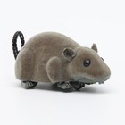 Мышь заводная бархатная, 12 см, серая - фото 7798218