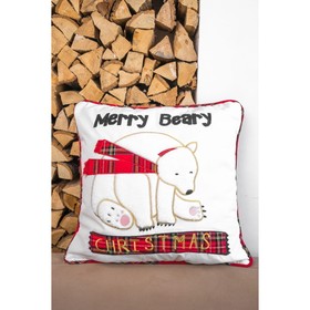 

Декоративный чехол для подушки Merry Bear, размер 45х45 см, цвет белый