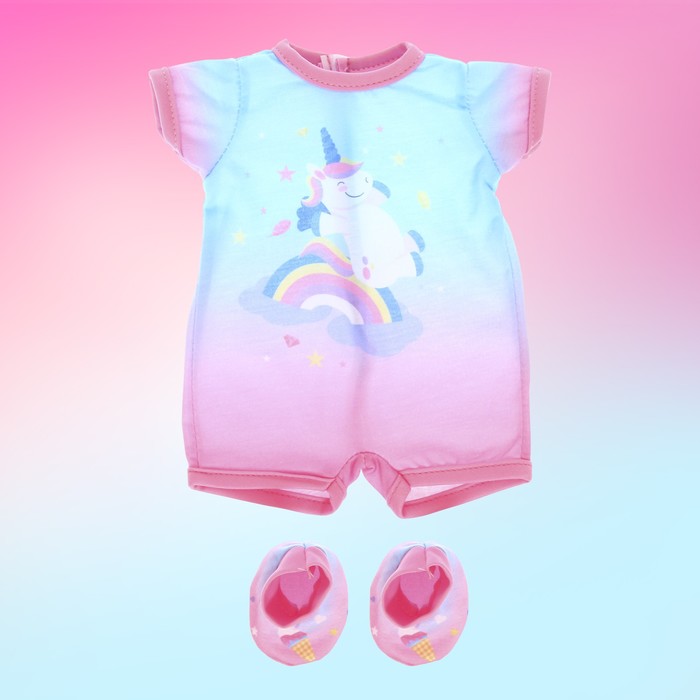 Пижама для кукол «Единорог», 40-44 см, 2 вещи, текстиль, на липучках - фото 1907590284