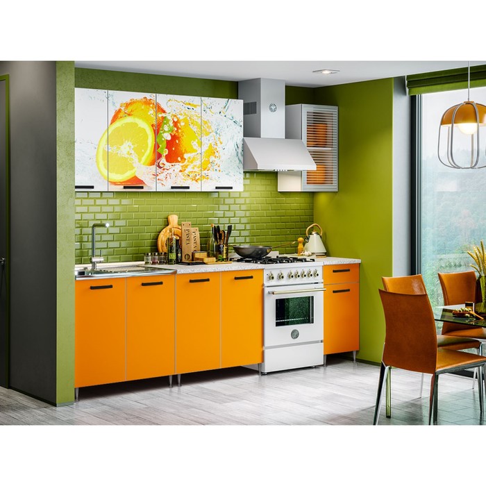 Кухонный гарнитур «Рио 1», 2000 мм, ЛДСП, цвет манго / фотопечать «Апельсин»
